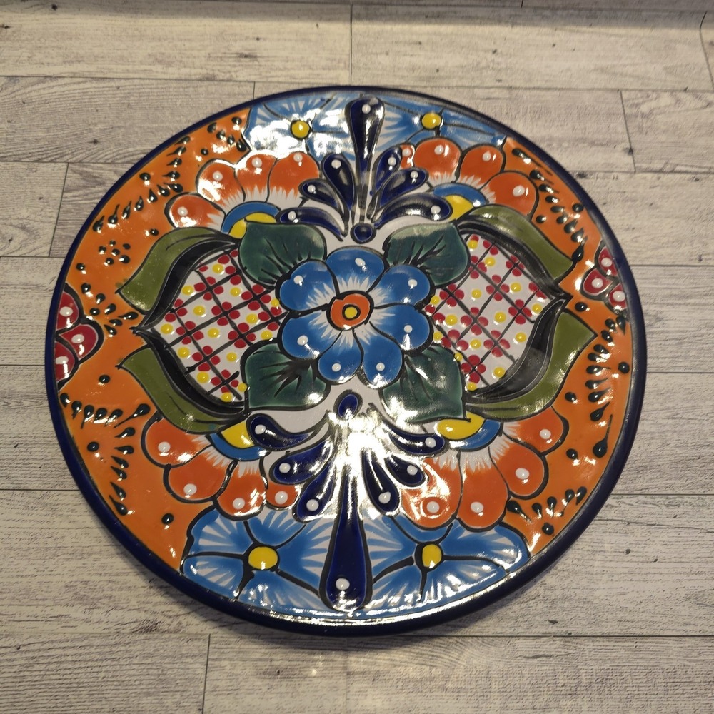 Hand Painted Mexican Decorative Plate Pottery Made‎ In Mexico 10"